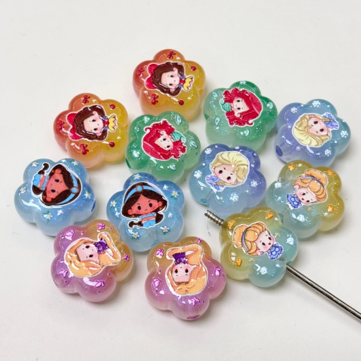 Hanging Hole Double Sided Engraved Princess Series Card Charms for DIY Pendants, Phone Chains & Bag Hangers