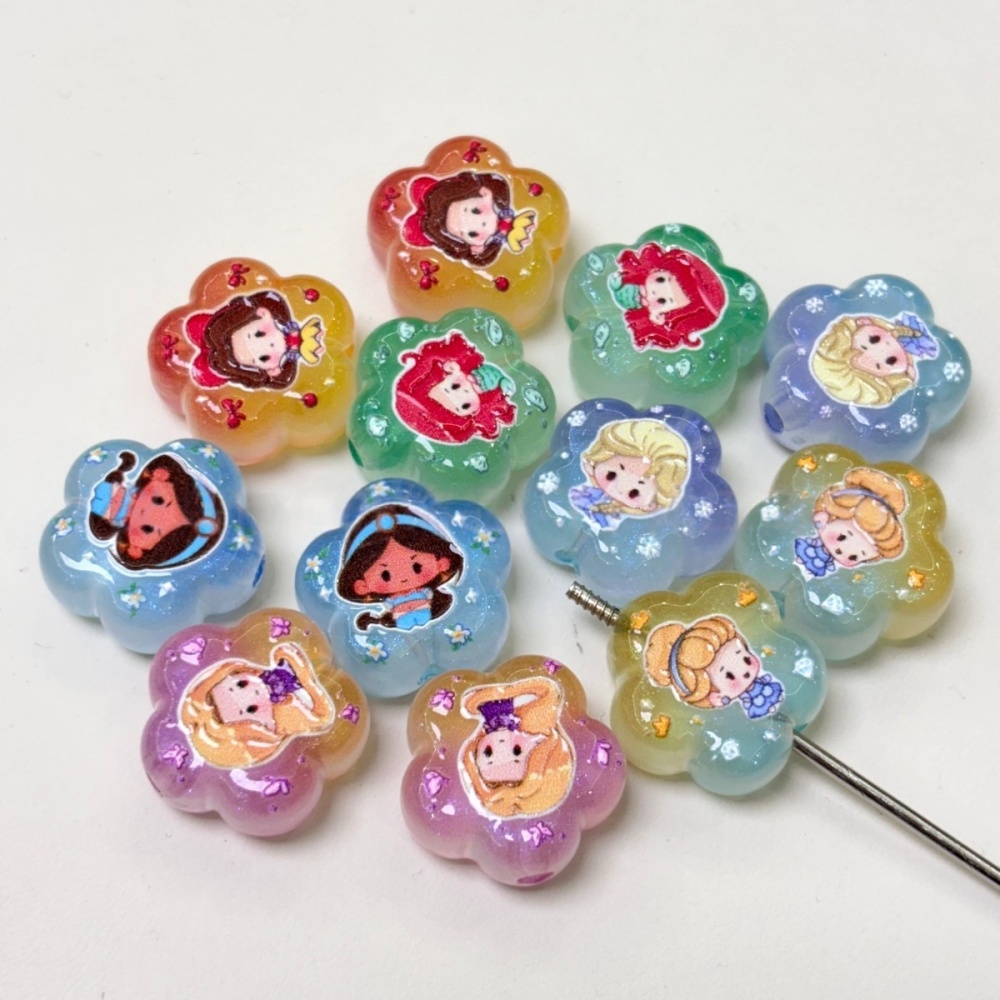 Hanging Hole Double Sided Engraved Princess Series Card Charms for DIY Pendants, Phone Chains & Bag Hangers