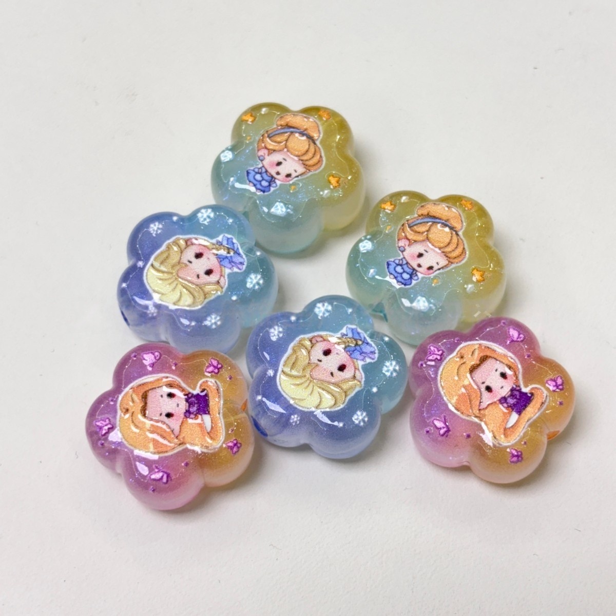 Hanging Hole Double Sided Engraved Princess Series Card Charms for DIY Pendants, Phone Chains & Bag Hangers