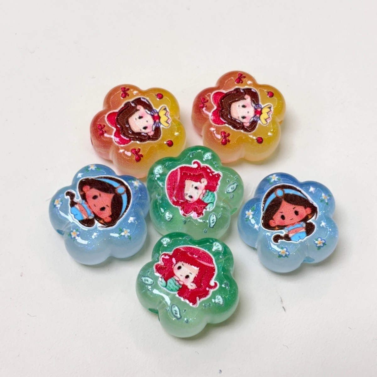 Hanging Hole Double Sided Engraved Princess Series Card Charms for DIY Pendants, Phone Chains & Bag Hangers