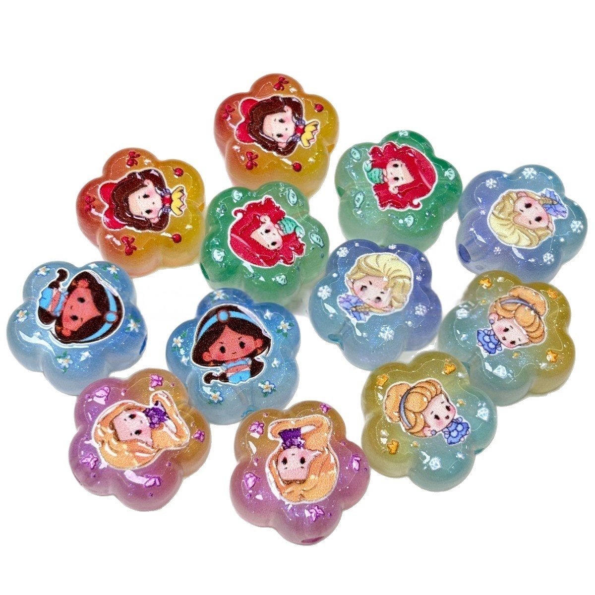 Hanging Hole Double Sided Engraved Princess Series Card Charms for DIY Pendants, Phone Chains & Bag Hangers