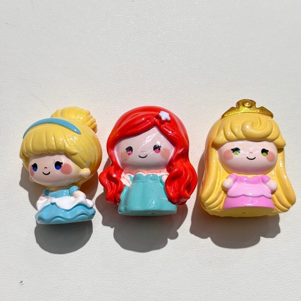 3D Cartoon Q Version Princess Beads with Hole, DIY Accessories for Beadable Pen, Phone & Keychain