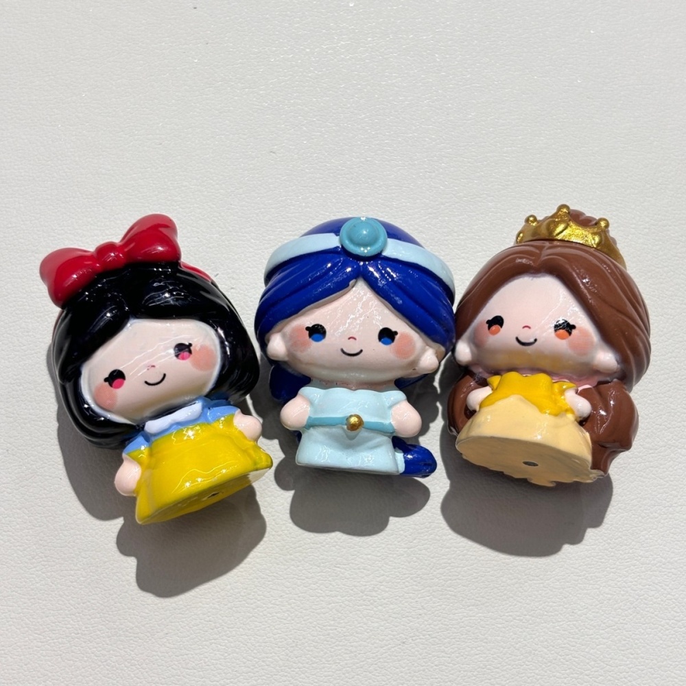 3D Cartoon Q Version Princess Beads with Hole, DIY Accessories for Beadable Pen, Phone & Keychain
