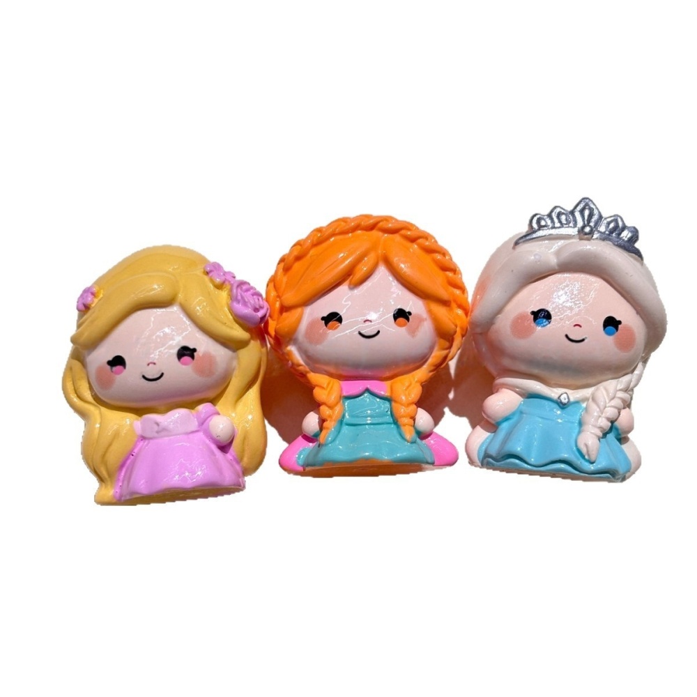 3D Cartoon Q Version Princess Beads with Hole, DIY Accessories for Beadable Pen, Phone & Keychain