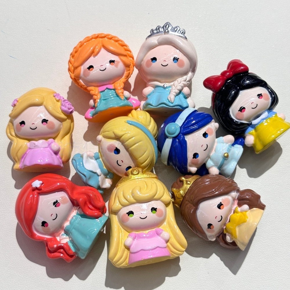 3D Cartoon Q Version Princess Beads with Hole, DIY Accessories for Beadable Pen, Phone & Keychain