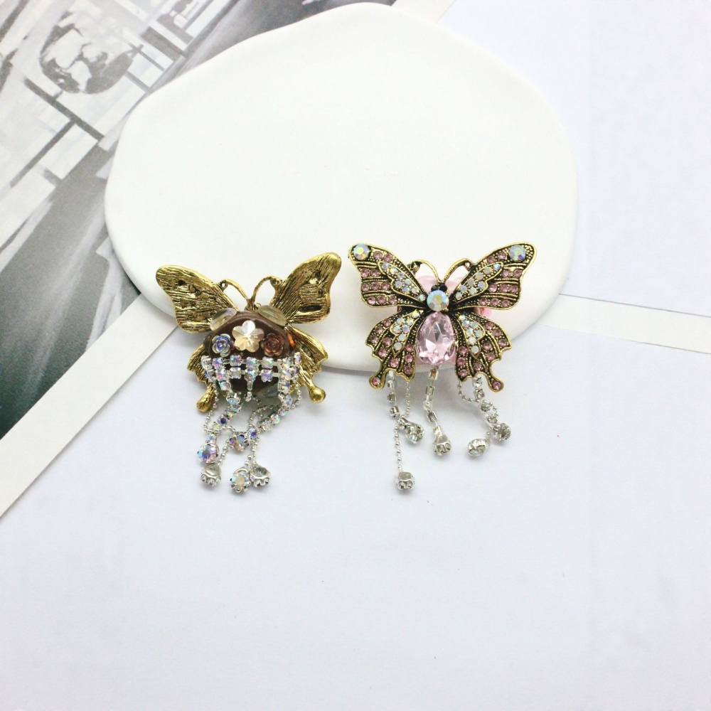 Vintage Bronze Full Rhinestone Butterfly Beads with Tassel, Heavy Duty Charms for Beadable Pens