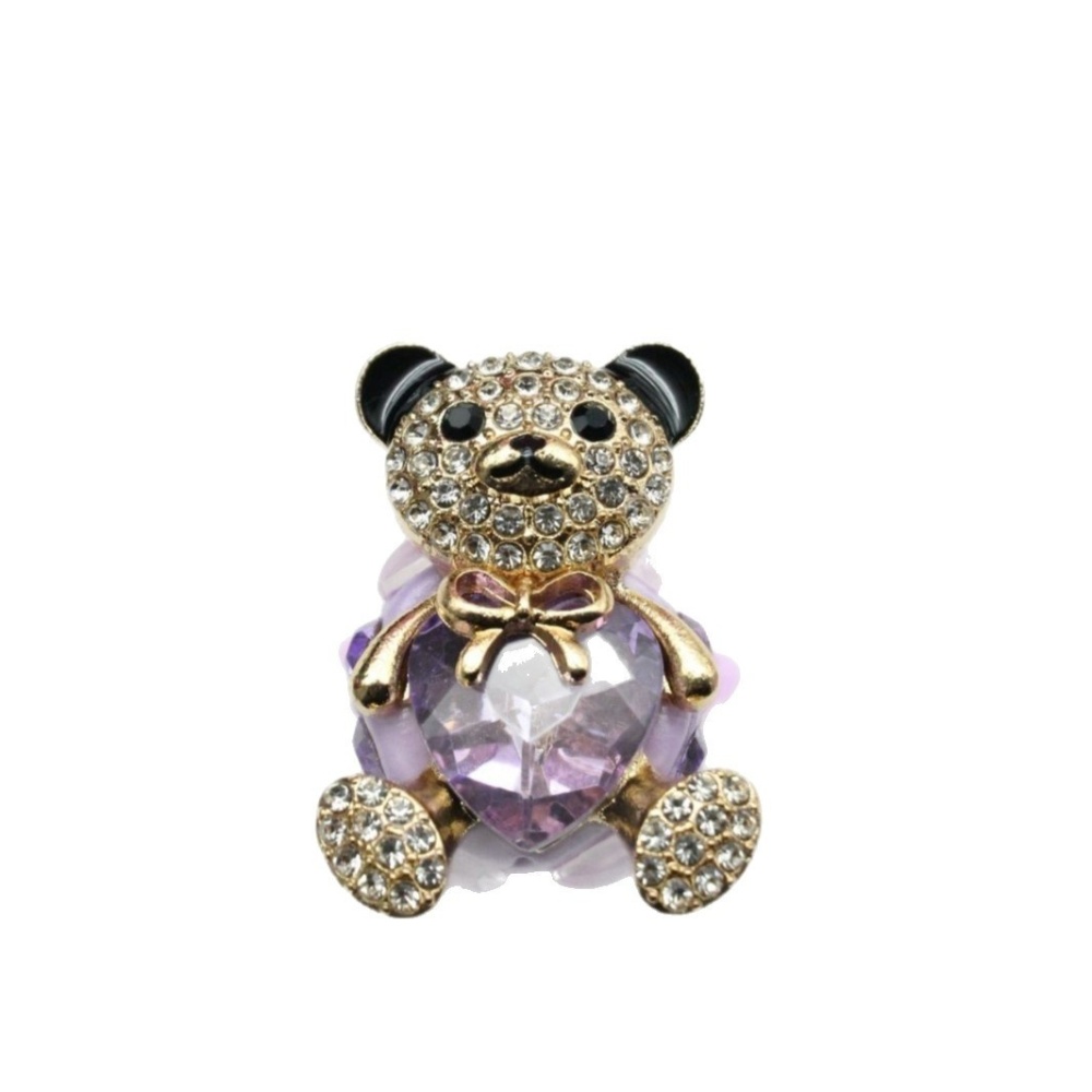 Cute Bear Holding Heart Rhinestone Beads, Straight Hole DIY Charms for Beadable Pens, Bag Pendants & Phone Lanyards
