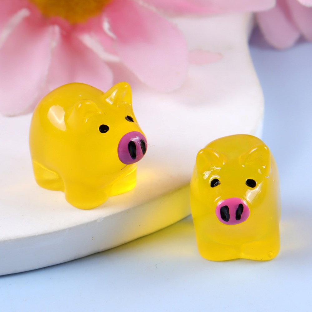 Creative Micro Landscape Glow In Dark Cute Pig Resin DIY Jewelry Accessories Decor Figurine