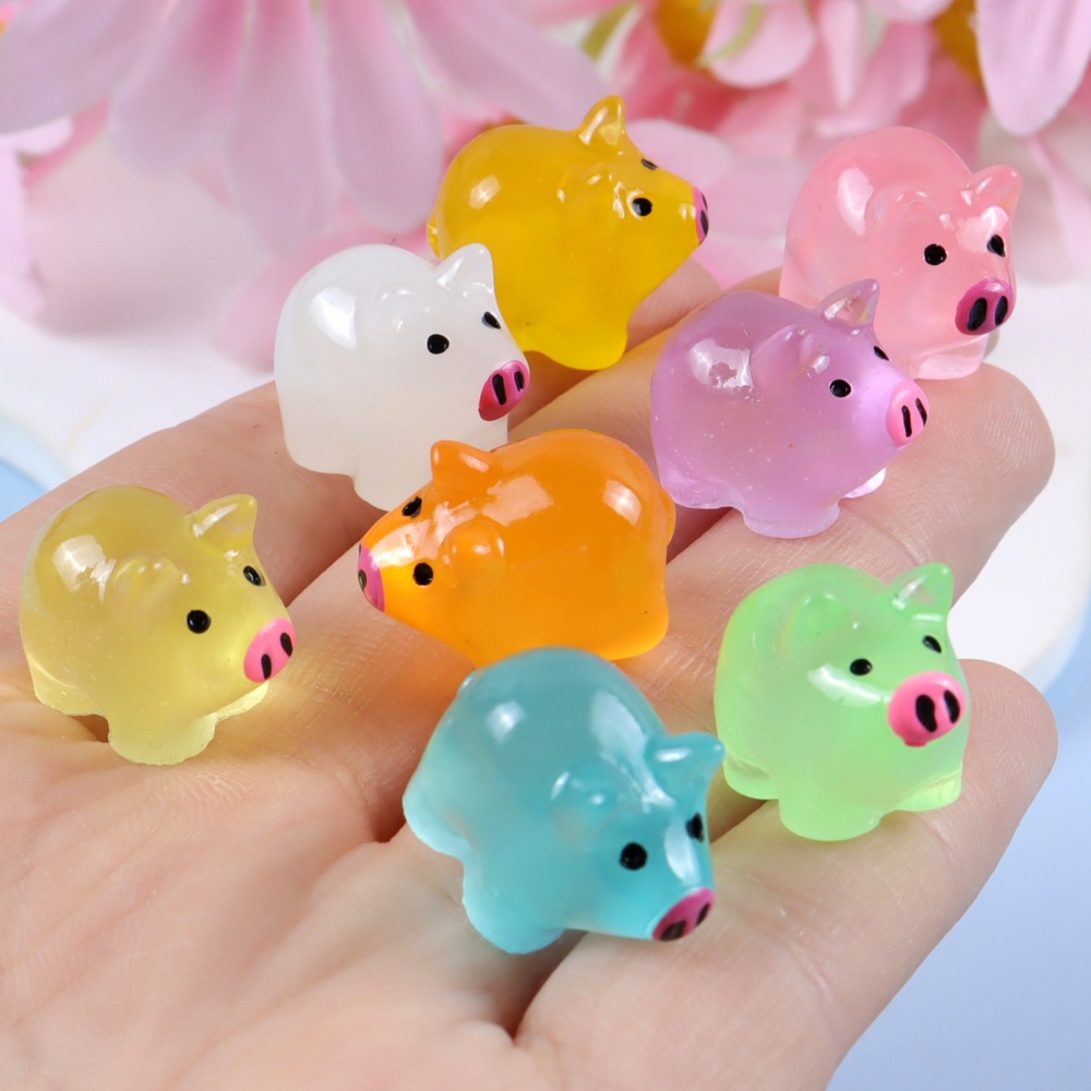 Creative Micro Landscape Glow In Dark Cute Pig Resin DIY Jewelry Accessories Decor Figurine