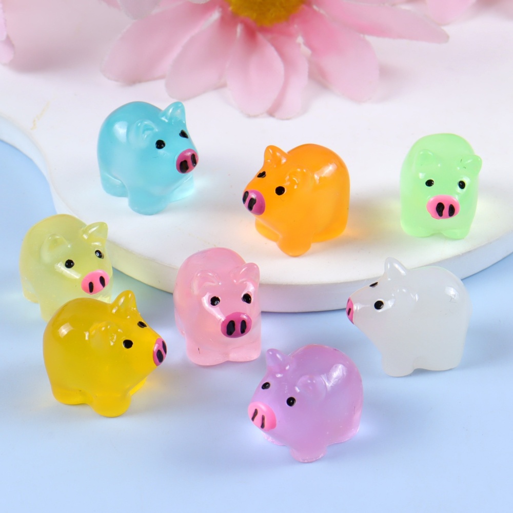 Creative Micro Landscape Glow In Dark Cute Pig Resin DIY Jewelry Accessories Decor Figurine