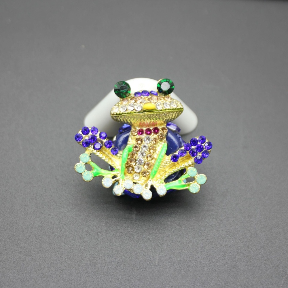 New Cute Tilted Head Frog Beads, Full Rhinestone Straight Hole Charms for Beadable Pens