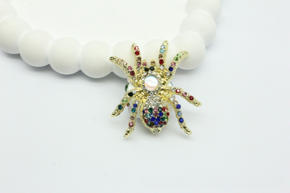 Trendy Full Rhinestone Spider Straight Hole Beads, Shiny Zircon Alloy Charms for DIY Pen Accessories