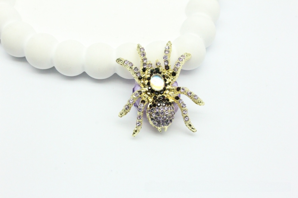 Trendy Full Rhinestone Spider Straight Hole Beads, Shiny Zircon Alloy Charms for DIY Pen Accessories