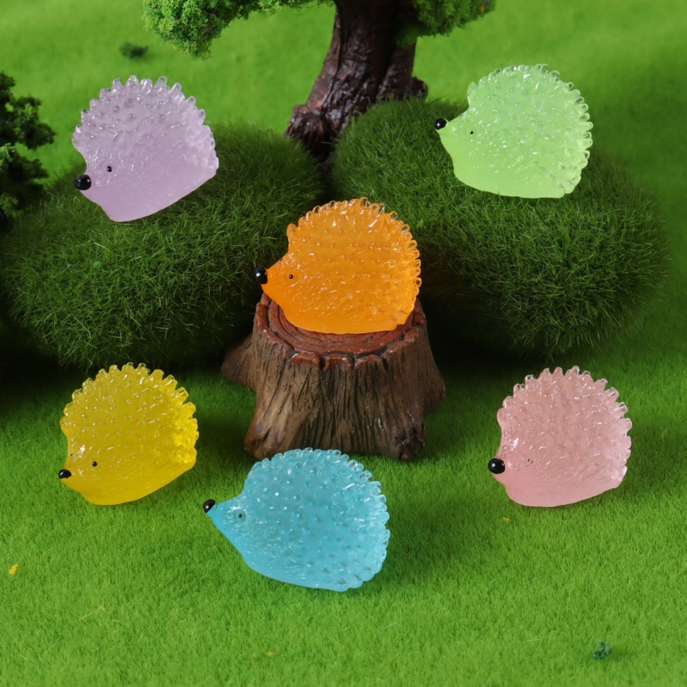 Noctilucent Lovely Hedgehog Resin Charms DIY Mini Scene Decoration Ornament