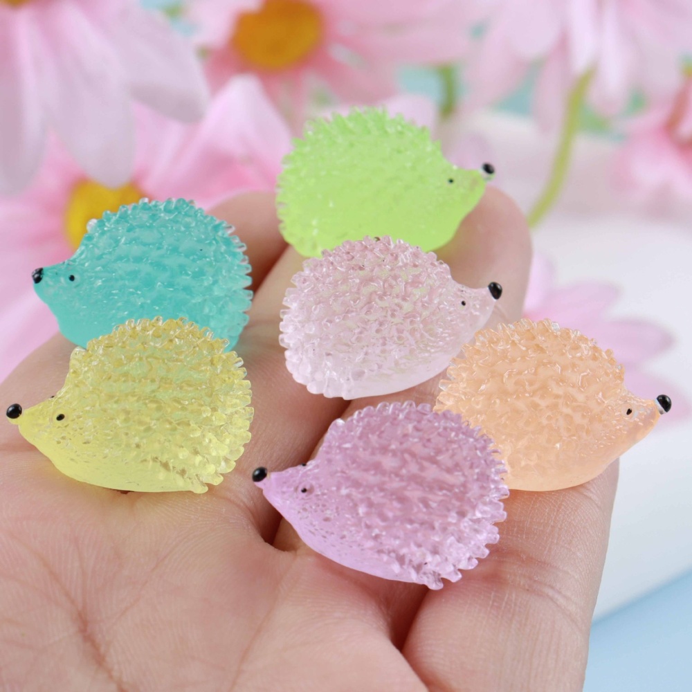 Noctilucent Lovely Hedgehog Resin Charms DIY Mini Scene Decoration Ornament