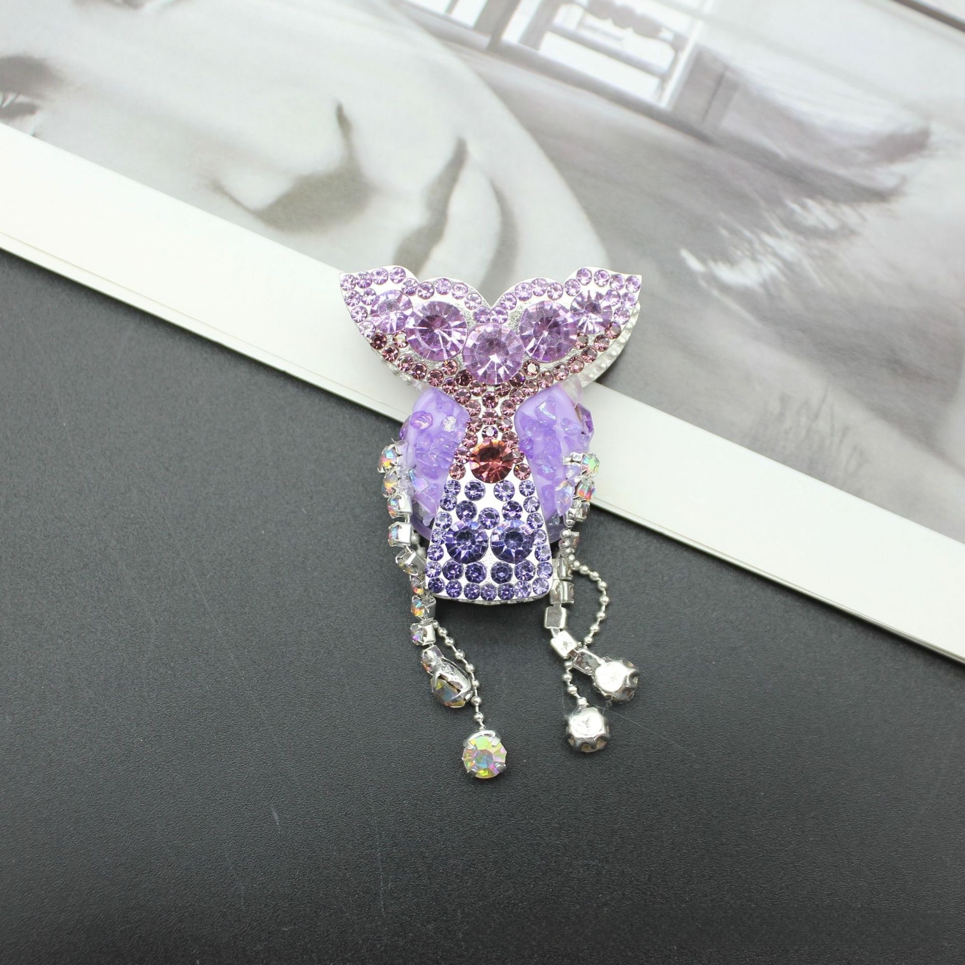 New Double-Sided Full Rhinestone Mermaid Tail Beads with Tassel, Straight Hole Charms for Beadable Pens