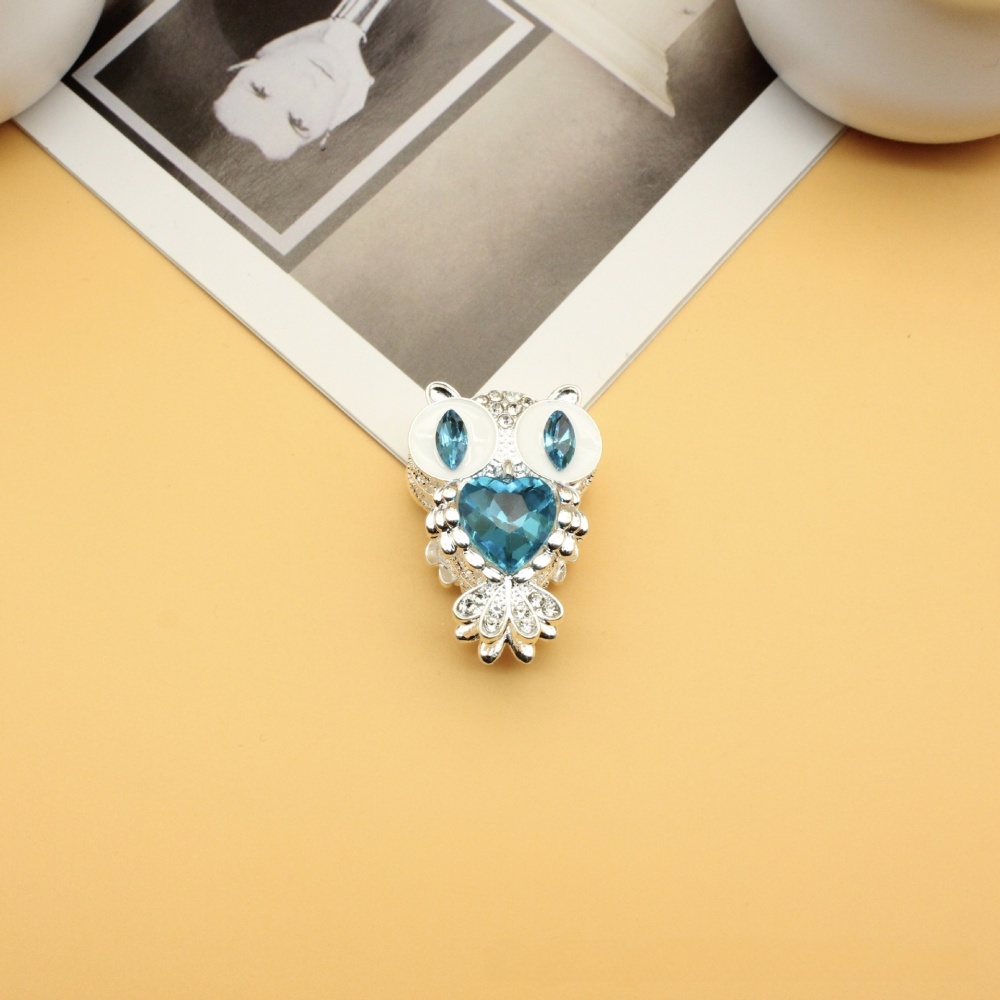 New Trending Heavy-duty Rhinestone Owl Beads, Straight Hole Alloy Loose Beads for Beadable Pens, Keychains & Phone Lanyards