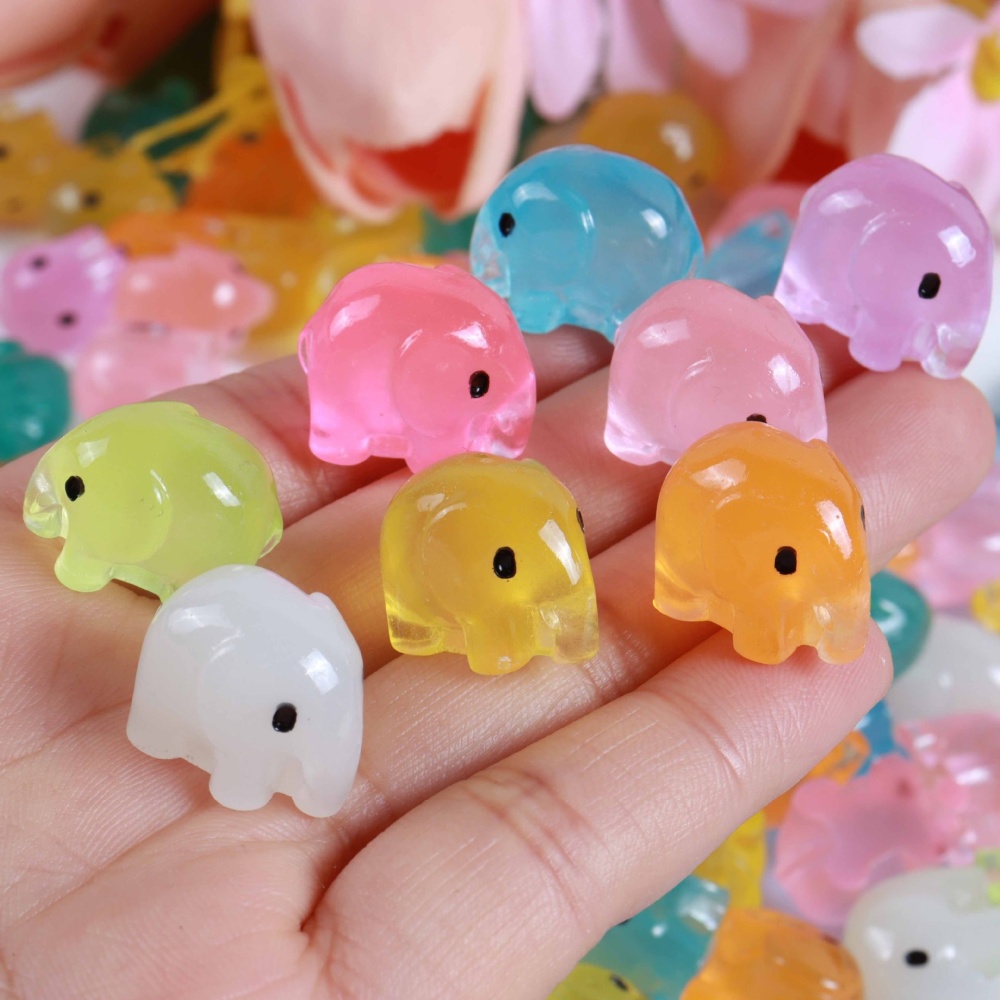 Glow In Dark Resin Mini Simulation Animal DIY Cartoon Craft Ornament Toys