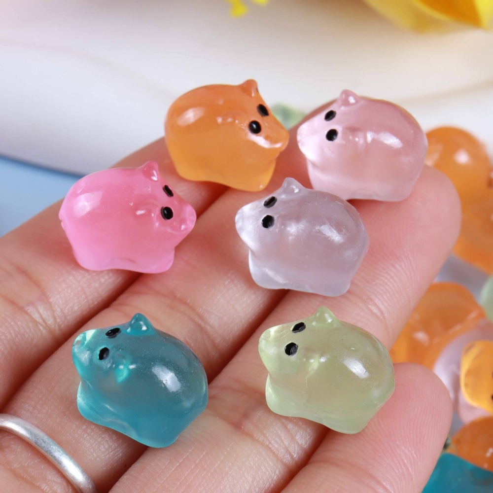 Glow In Dark Resin Mini Simulation Animal DIY Cartoon Craft Ornament Toys
