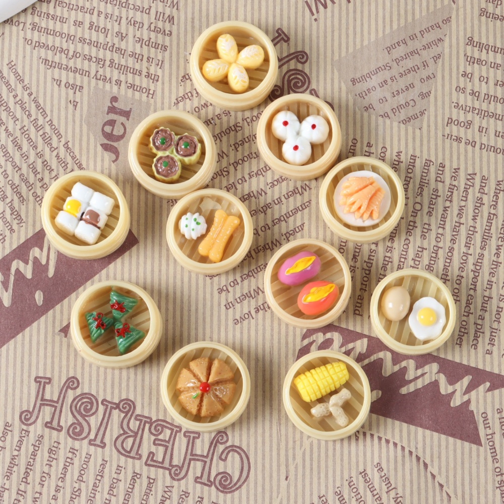 Simulated Food Resin Soup Dumpling Steamed Bun Dumpling Ornament DIY Keychain Pendant Accessories
