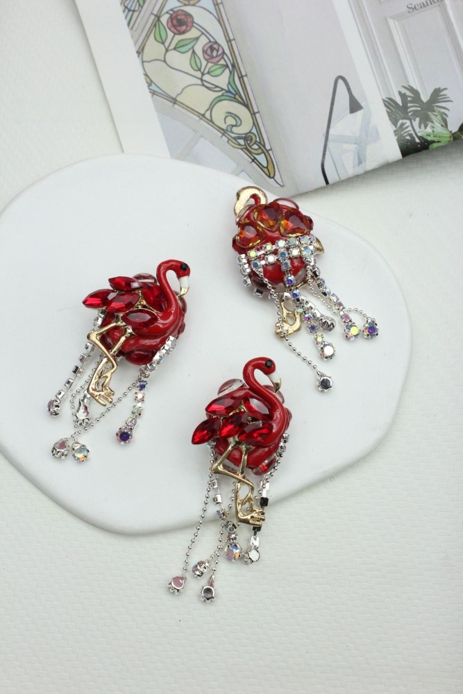 Cute Flamingo and Swan Beads with Hanging Chain, Straight Hole Accessories for Pen Making