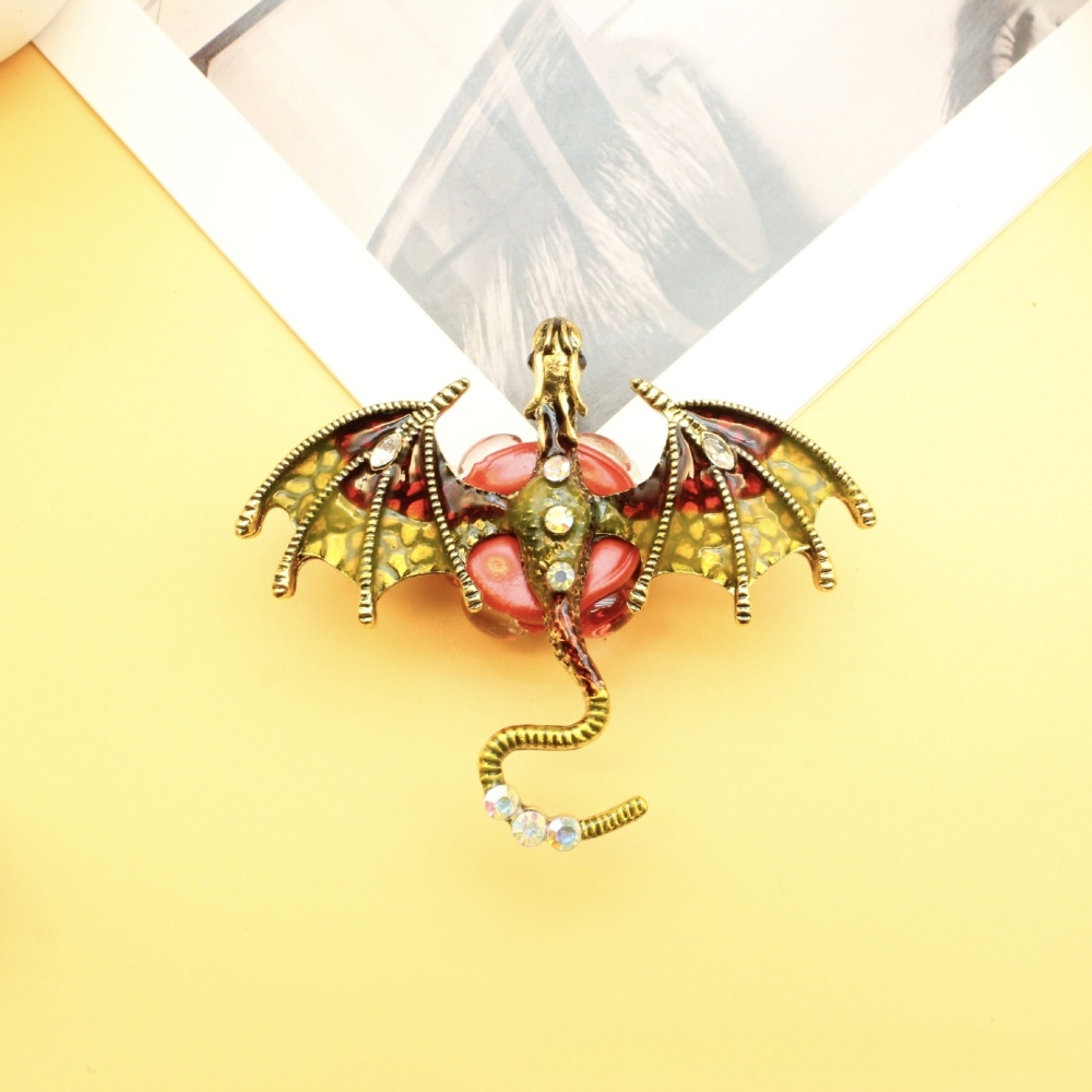Western Dragon Alloy Beads with Rhinestones, Straight Hole Charms for Beadable Pen