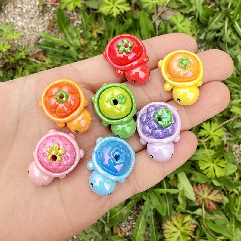 Cute Turtle Fruit Design Beads, Versatile DIY Accessories for Bead Pens & Keychains