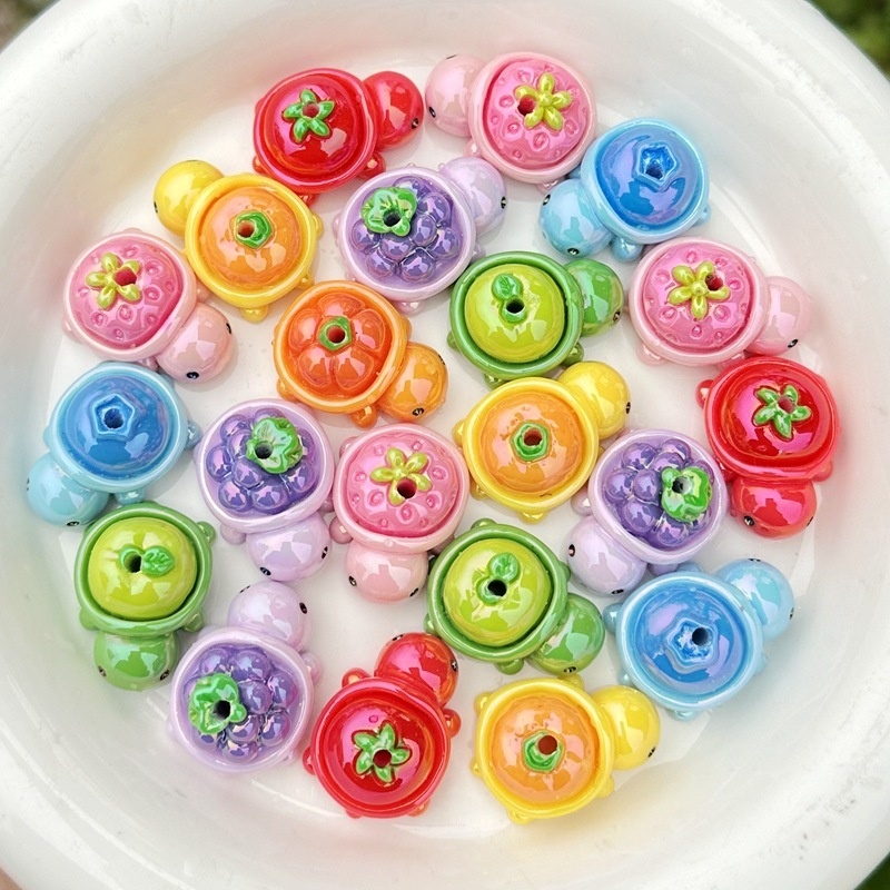 Cute Turtle Fruit Design Beads, Versatile DIY Accessories for Bead Pens & Keychains