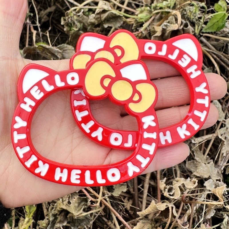 Double-sided Baking Varnish Hello Kitty Beads, Vertical Through Hole Rotating Beads for Bag Charms, Car Hangers & Bead Pens