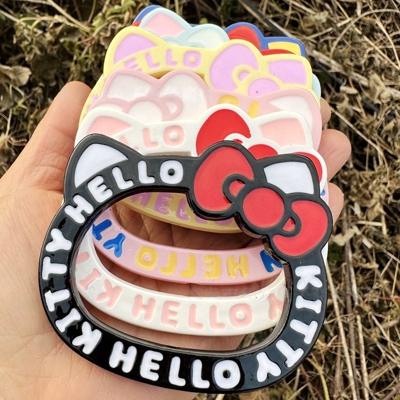 Double-sided Baking Varnish Hello Kitty Beads, Vertical Through Hole Rotating Beads for Bag Charms, Car Hangers & Bead Pens