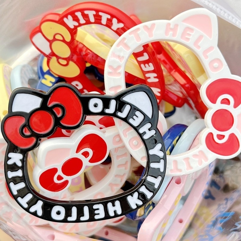Double-sided Baking Varnish Hello Kitty Beads, Vertical Through Hole Rotating Beads for Bag Charms, Car Hangers & Bead Pens