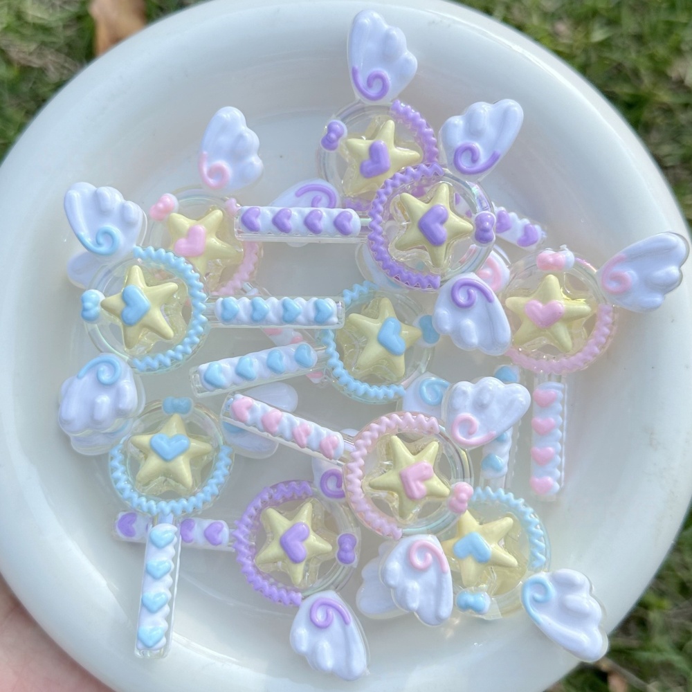 Hand Drawn Irregular Magic Wand Beads, DIY Accessories for Keychains & Bead Pens