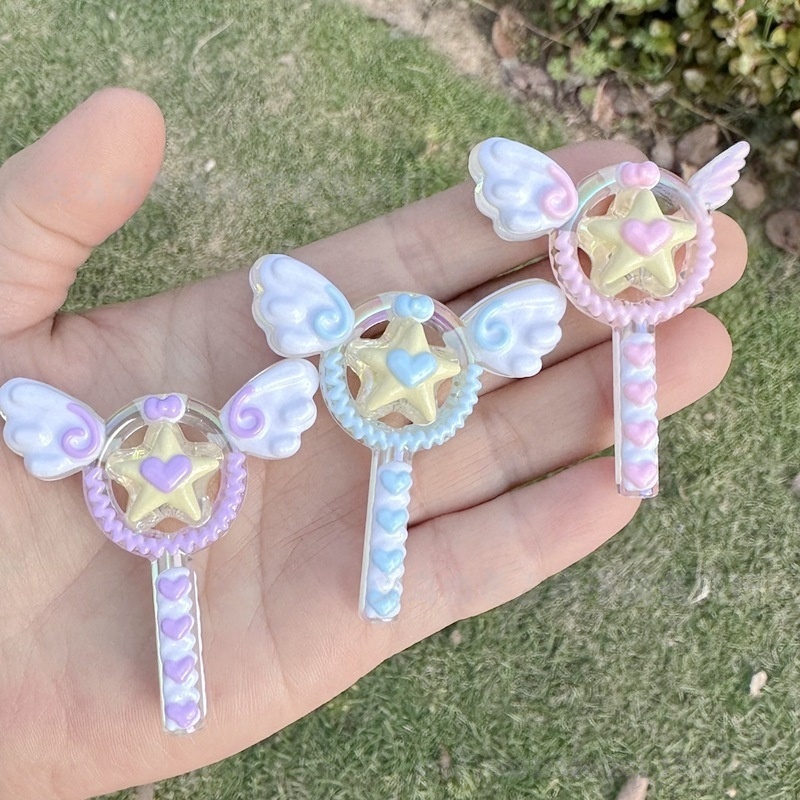 Hand Drawn Irregular Magic Wand Beads, DIY Accessories for Keychains & Bead Pens