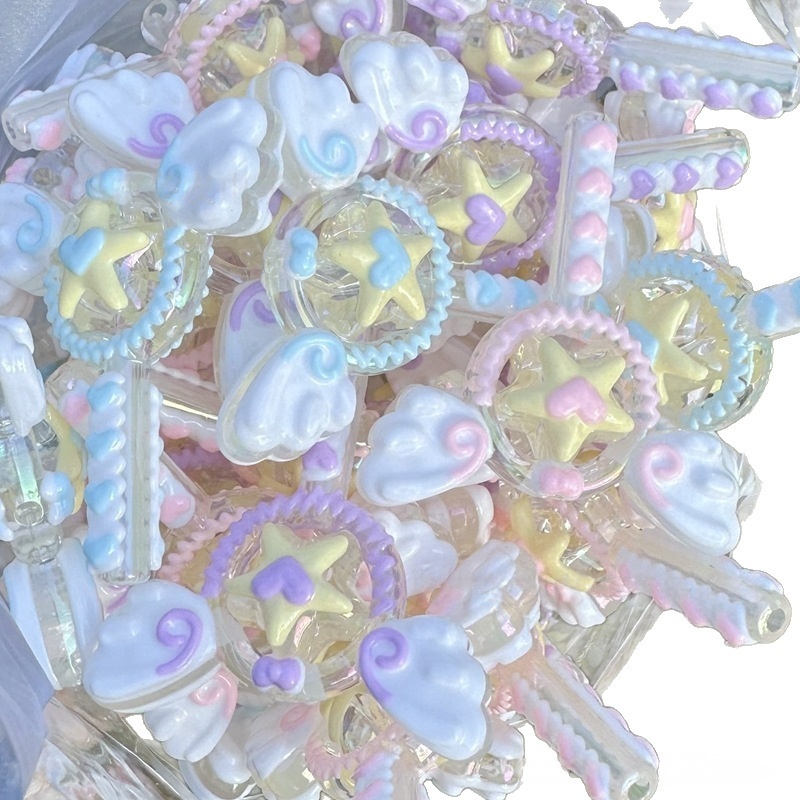 Hand Drawn Irregular Magic Wand Beads, DIY Accessories for Keychains & Bead Pens