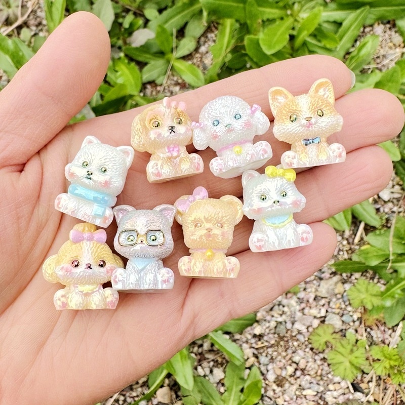 3D Stereoscopic Mini Dog Resin Beads with Through Hole, DIY Bead Pen & Phone Charm Accessories
