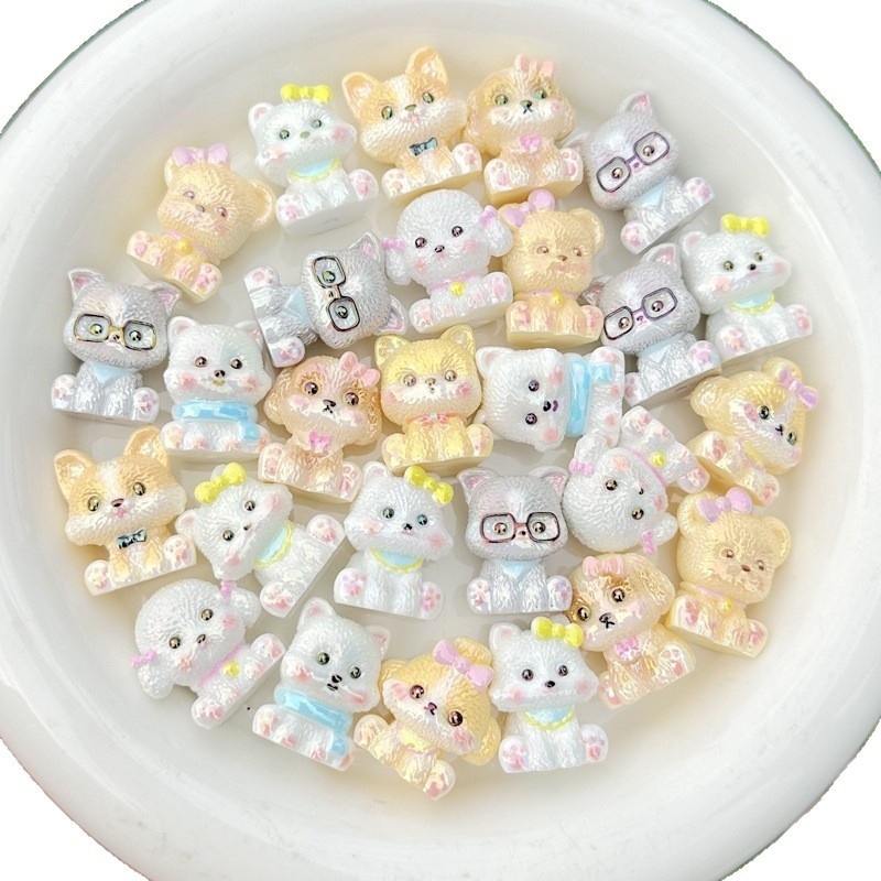 3D Stereoscopic Mini Dog Resin Beads with Through Hole, DIY Bead Pen & Phone Charm Accessories