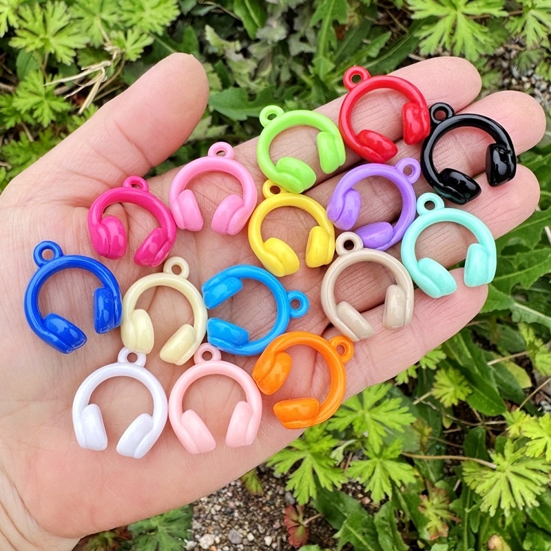 Cute Mini Headphone Charms, Multicolor Acrylic Beads for DIY Crafts & Bead Pens