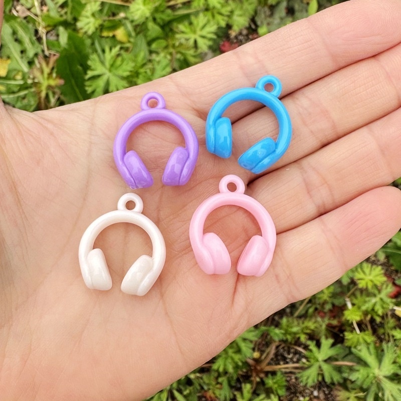 Cute Mini Headphone Charms, Multicolor Acrylic Beads for DIY Crafts & Bead Pens