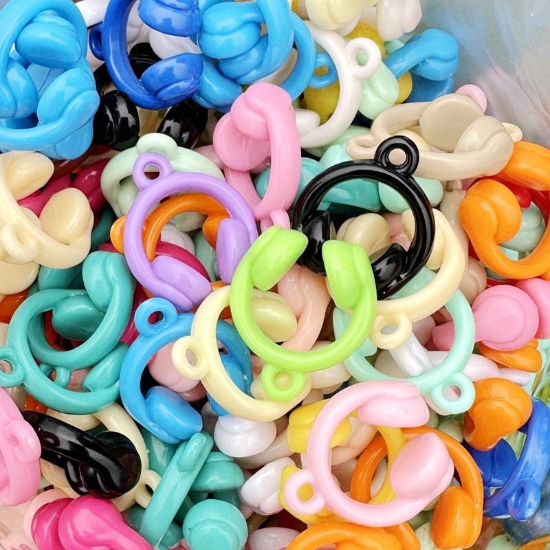 Cute Mini Headphone Charms, Multicolor Acrylic Beads for DIY Crafts & Bead Pens