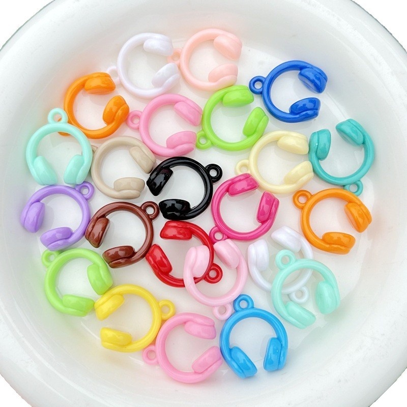 Cute Mini Headphone Charms, Multicolor Acrylic Beads for DIY Crafts & Bead Pens
