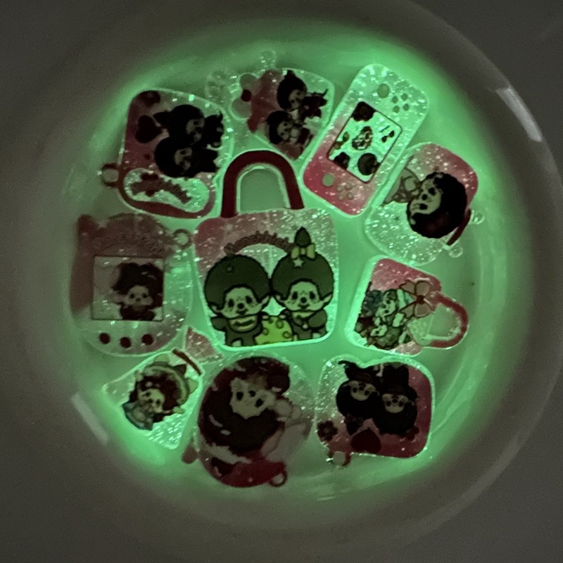  Irregular Glowing Monchhichi Loose Beads for Handmade Phone Chains, Keychains & Bag Charms
