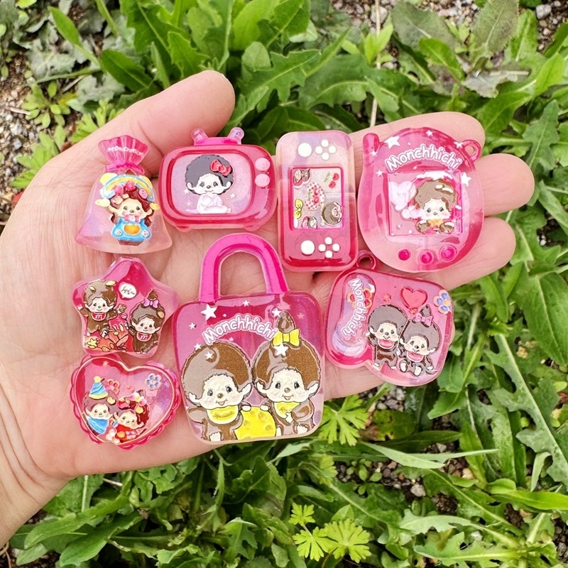  Irregular Glowing Monchhichi Loose Beads for Handmade Phone Chains, Keychains & Bag Charms