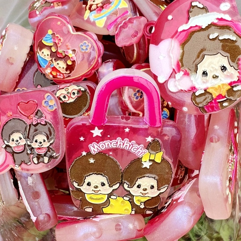  Irregular Glowing Monchhichi Loose Beads for Handmade Phone Chains, Keychains & Bag Charms