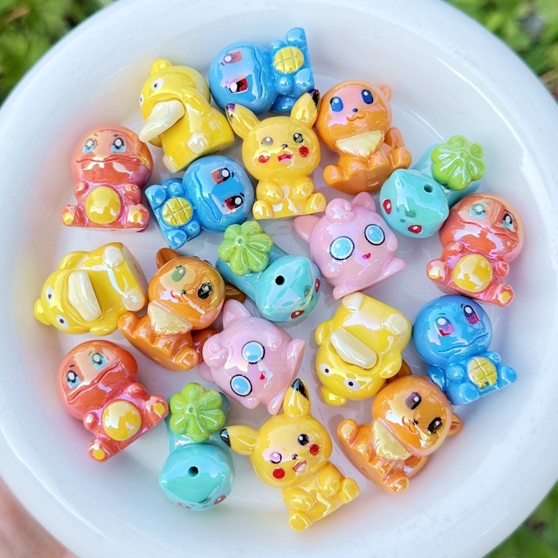 Cartoon Pokemon Craft Beads, DIY Jewelry Accessories for Keychains & Bead Pens