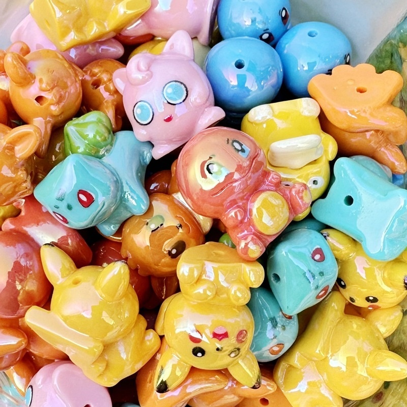 Cartoon Pokemon Craft Beads, DIY Jewelry Accessories for Keychains & Bead Pens