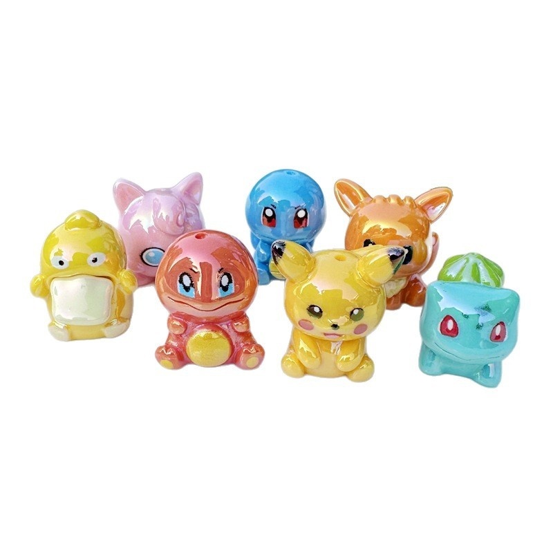 Cartoon Pokemon Craft Beads, DIY Jewelry Accessories for Keychains & Bead Pens