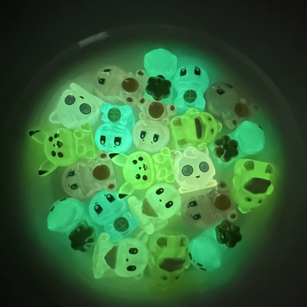 Transparent Color Luminous Pokemon Resin Beads, 3D Stereoscopic Through Hole Crafts for Bead Pens & Car Hangers