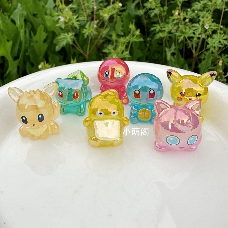 Transparent Color Luminous Pokemon Resin Beads, 3D Stereoscopic Through Hole Crafts for Bead Pens & Car Hangers