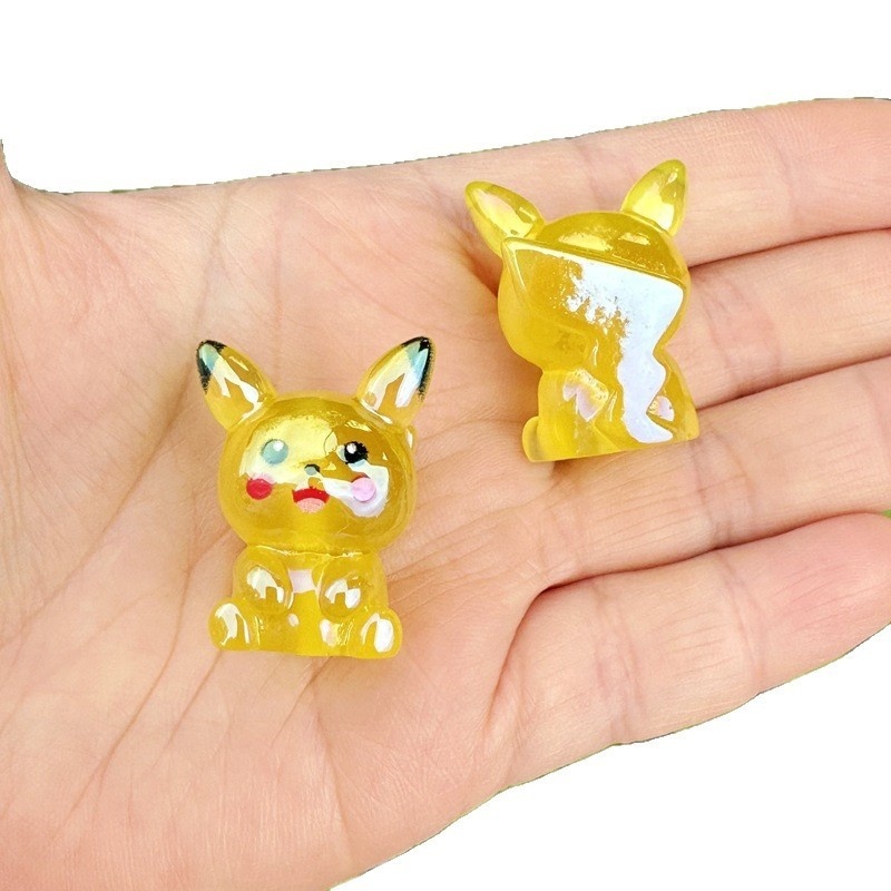 Transparent Color Luminous Pokemon Resin Beads, 3D Stereoscopic Through Hole Crafts for Bead Pens & Car Hangers