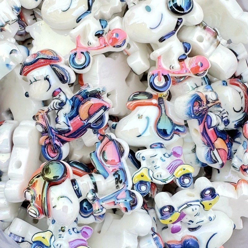 Snoopy Design Resin Spacer Beads, DIY Accessories for Keychains & Bead Pens